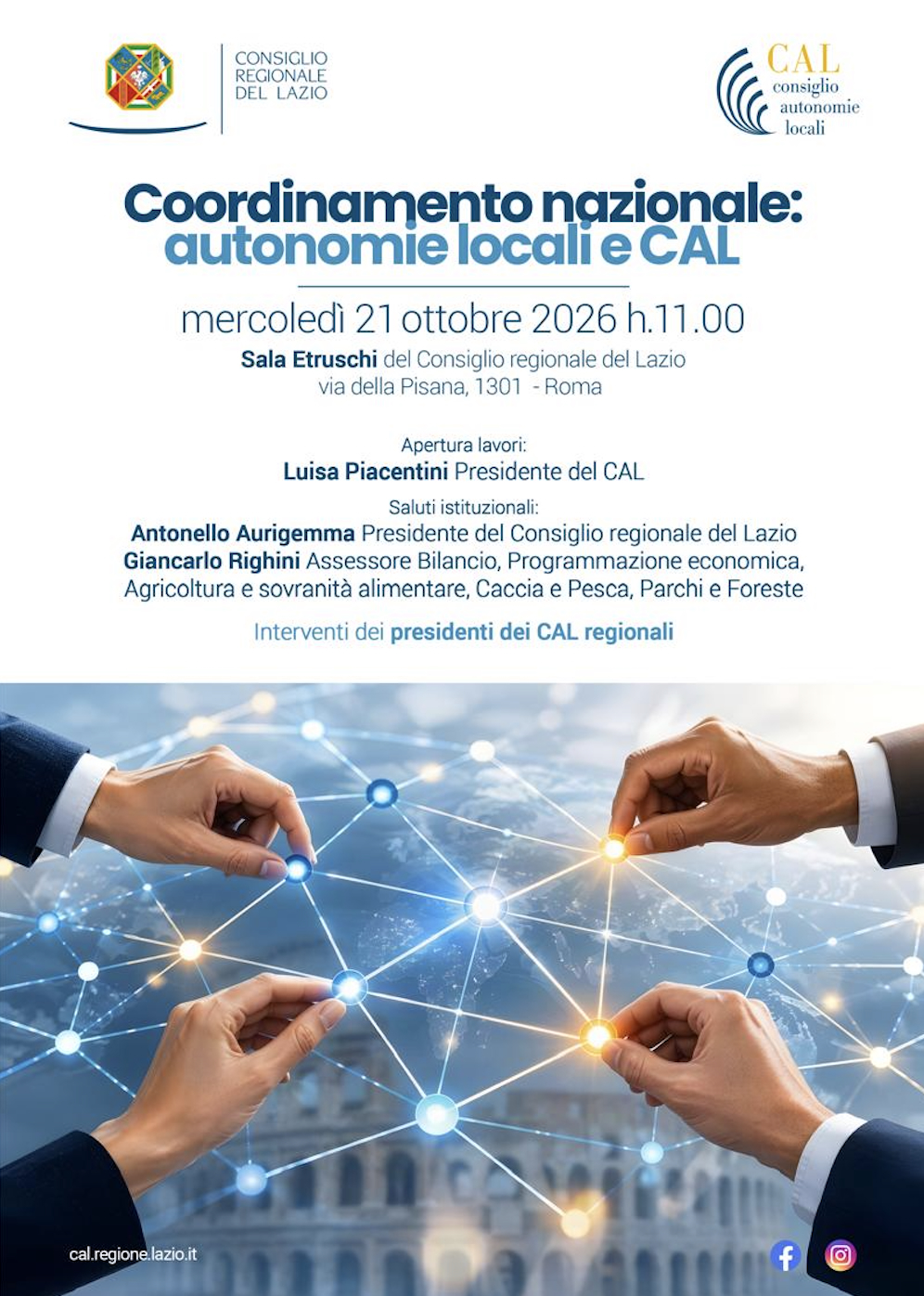Coordinamento nazionale: autonomie locali e CAL. Il 21 Ottobre l’incontro a Roma